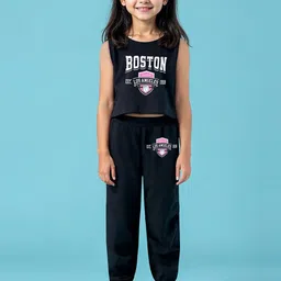 HERE&NOW Girls Printed Round Neck Top With Joggers-picture-42