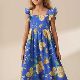 Angel & Rocket Floral Print Flutter Sleeve Fit & Flare Midi Dress-image-75