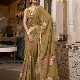 MADHAVPRIYA Floral Print Pure Georgette Tussar Saree-picture-57