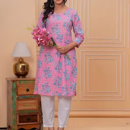 PARTHVI Floral Printed Pure Cotton Straight Kurta-picture-35