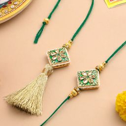 Sangria Set Of 2 Kundan Studded Bhaiya Bhabhi Rakhi-19