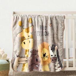 Juniors by Babyshop Grey & Yellow Cartoon Characters Mild Winter Single Bed Blanket-57
