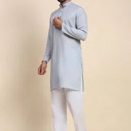 Pro-Ethic STYLE DEVELOPER Men Printed Angrakha Sequinned Pure Cotton Kurta with Pyjamas image 4