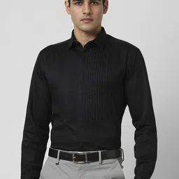 V Dot Men Slim Fit Spread Collar Textured Cotton Formal Shirt-image-33