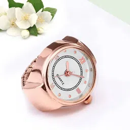 Peora Rose Gold-Plated Analog Watch Stretchable Finger Ring-55