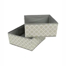 HOKIPO Grey & White 2 Pieces Foldable Storage Regular Multi-Utility Organisers-15