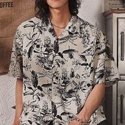 HERE&NOW Men Floral Printed Relaxed Fit Cotton Shirt-picture-3