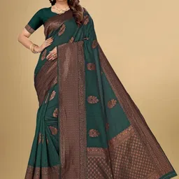 SHOP DROP Ethnic Motifs Zari Pure Silk Banarasi Saree-image-12