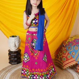 ahhaaaa Girls Embroidered Mirror Work Ready to Wear Lehenga & Blouse With Dupatta-picture-45
