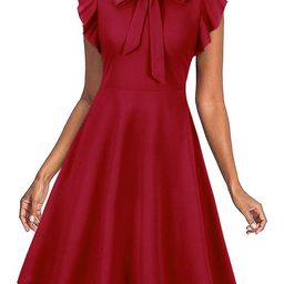 Samsara Couture Tie-Up Neck Ruffled Fit & Flare Midi Dress-image-85
