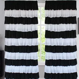 Dekor World Black & Off White 2 Pieces Window Curtain-image-15