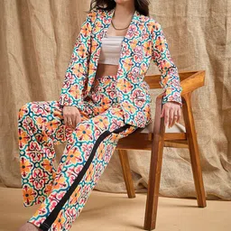 SASSAFRAS Geometrical Printed Open Front Blazer image 5