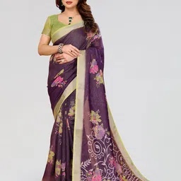 Moda Rapido Floral Print Zari Saree-picture-16
