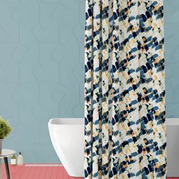 ArtzFolio White & Blue Abstract Printed Waterproof Shower Curtain-image-83