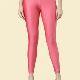 TWIN BIRDS Women Nylon Solid Pink Shimmer Legging-picture-41