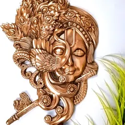 apka mart Bronze Krishna Textured Metal Wall Hanging Decor-image-48
