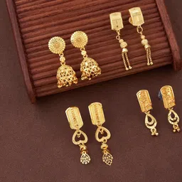 DIVASTRI Set Of 4 Gold-Plated Brass Earrings-picture-4