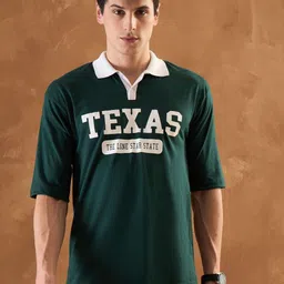 KAY DEE Typography Printed Polo Collar Cotton T-shirt-image-92