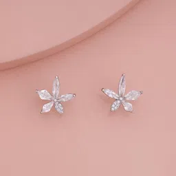 Kushal's Fashion Jewellery Rhodium-Plated Geometric Zircon Studded Studs-40