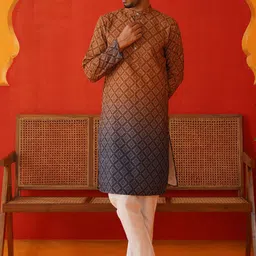 Jompers Men Floral Printed Regular Sequinned Kurta with Pyjamas-3