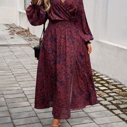 Mast & Harbour Women Floral Printed Puff Sleeve Wrap Midi Dress-image-53