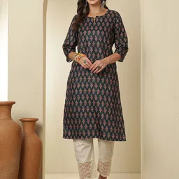 Anouk Rustic Women Floral Printed Festive Cotton A-Line Kurtas-image-96