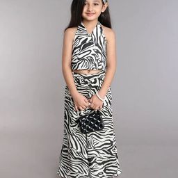 GORLYA Girls Printed Halter Neck Top With Palazzos-image-96