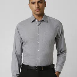 Van Heusen Men Spread Collar Micro Ditsy Checked Cotton Slim Fit Formal Shirt-image-73