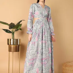 Moda Rapido Women Abstract Print Cut Out Crepe Fit & Flare Maxi Dress-image-89