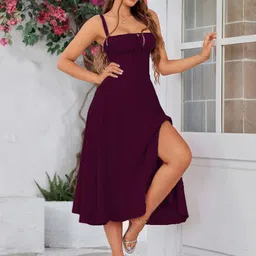 TRAQUILA Crepe A-Line Dress-image-89