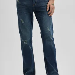 Snitch Men Classic Bootcut Low Distress Heavy Fade Stretchable Jeans-image-77