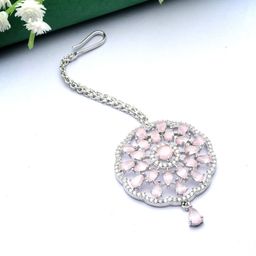 ZENEME Rhodium-Plated American Diamond Studded Maang Tikka Head Jewellery-image-11