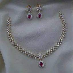 CAJ Gold-Plated Stone-Studded & Beaded Jewellery Set-25