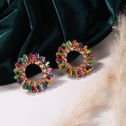 StyleCast Gold-Plated Rhinestone Studded Circular Shaped Studs-image-19
