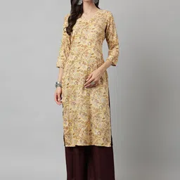 DIVASTRI Floral Printed V-Neck StraightKurta-image-25