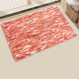 Kuber Industries Orange Coloured & White 3 Pieces Microfibre Anti Skid Mat Bath Rugs-1