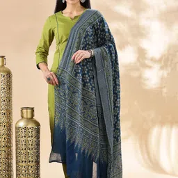 Anouk Women Solid Cotton Kurta with Trousers & Dupatta-44