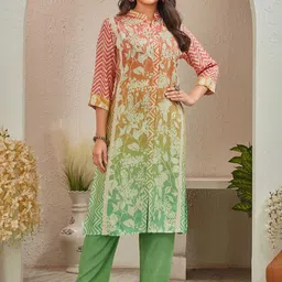 all about you Women Floral Printed Regular Kurta With Trousers-picture-48
