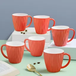 Larah by BOROSIL Orange Solid Opalware Glossy Mugs Set of Cups and Mugs-1