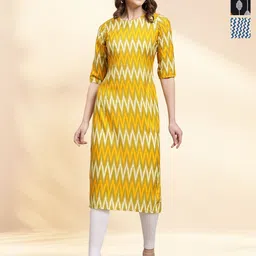 HERE&NOW Selection Of 3 Chevron Printed Round Neck Straight Kurta-image-21