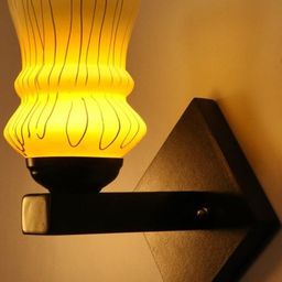 1ST TIME Yellow & White Printed Glass Frustum Shaped Wall Lamp-picture-25