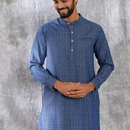 JAYPORE Men Geometric Thread Work Kurta-image-9