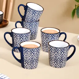 Nestasia Blue & White Crafted Ceramics Textured Ceramic Matte Cups Set of Cups and Mugs-28