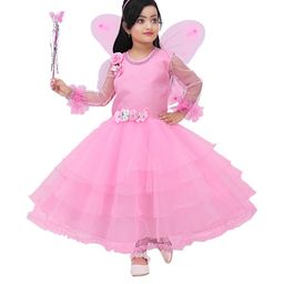 Zenat Girls Pink Butterfly Party Dress-image-34