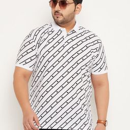 GET GOLF Men Plus Size Striped Polo Collar Cotton T-shirt-image-50