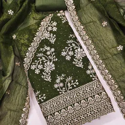 BlissFlair Floral Embroidered Beads & Stones Georgette Unstitched Dress Material-image-59