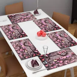 LooMantha Red & Pink 6 Pieces Printed Rectangle Shaped Table Placemats-2