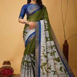 Mitera Kalamkari Zari Art Silk Banarasi Saree-image-78