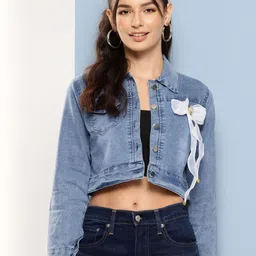 CORSICA Women Blue Cotton Denim Jacket-picture-6