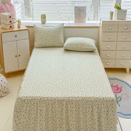 JC HOME Green & Red Floral 140 TC King Bedsheet With 2 Pillow Covers-picture-22